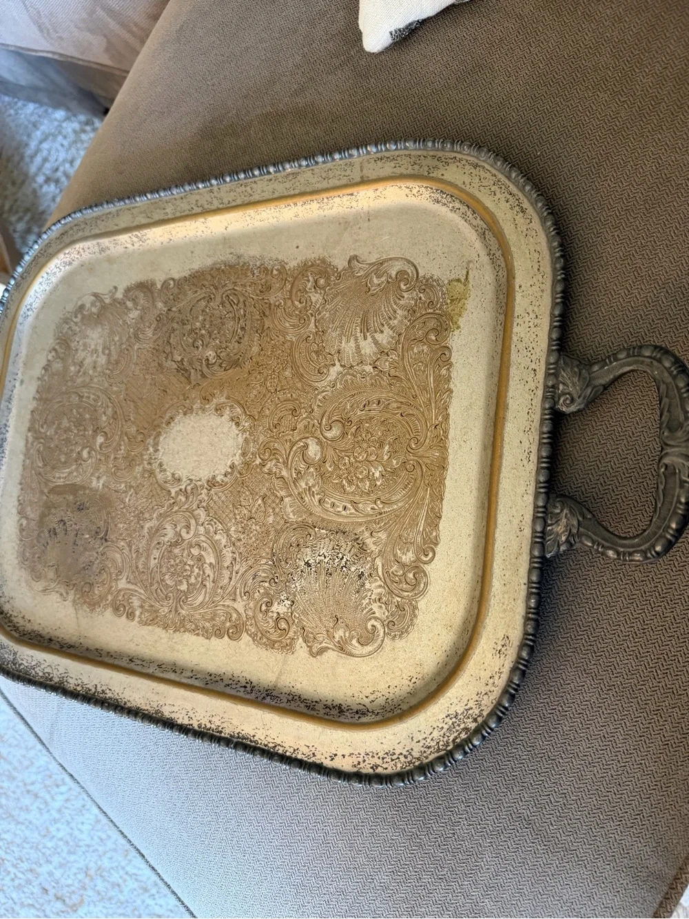 Vintage Sheffield  Silver Co. Silver on Copper Serving Tray
